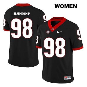 Women's Georgia Bulldogs NCAA #98 Rodrigo Blankenship Nike Stitched Black Legend Authentic College Football Jersey ZPG1354YY